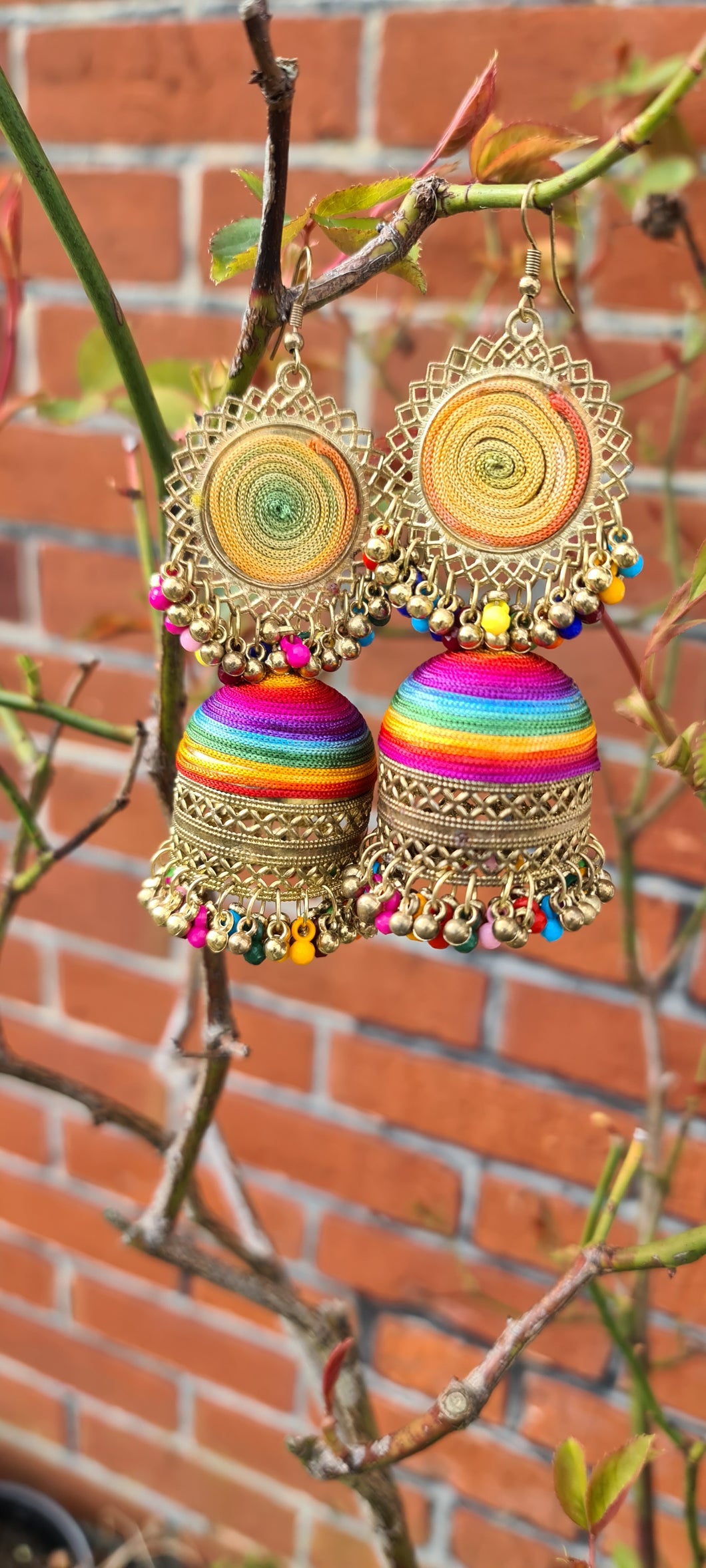 Rainbow jhumka jewelry