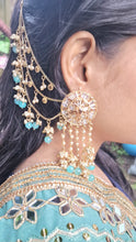 Load image into Gallery viewer, Blue and gold earrings
