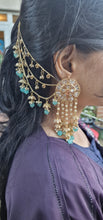 Load image into Gallery viewer, Blue and gold earrings
