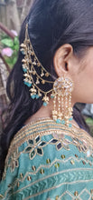 Load image into Gallery viewer, Blue and gold earrings
