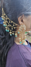 Load image into Gallery viewer, Blue and gold earrings
