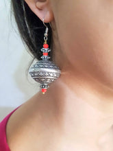 Load image into Gallery viewer, oxidised earring ethnic tribal earrings ball earrings vintage earrings afghan kuchi earrings hippe boho style earrings
